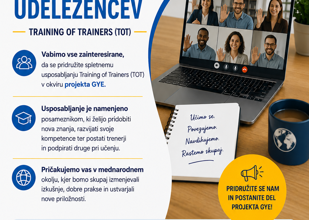 Spletni poziv za vključitev udeležencev v okviru projekta GYE